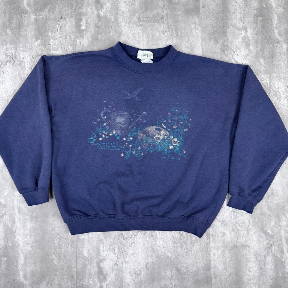 Vintage Northern Reflections Sweatshirt Womens XL CottageCore Bird Floral Nature